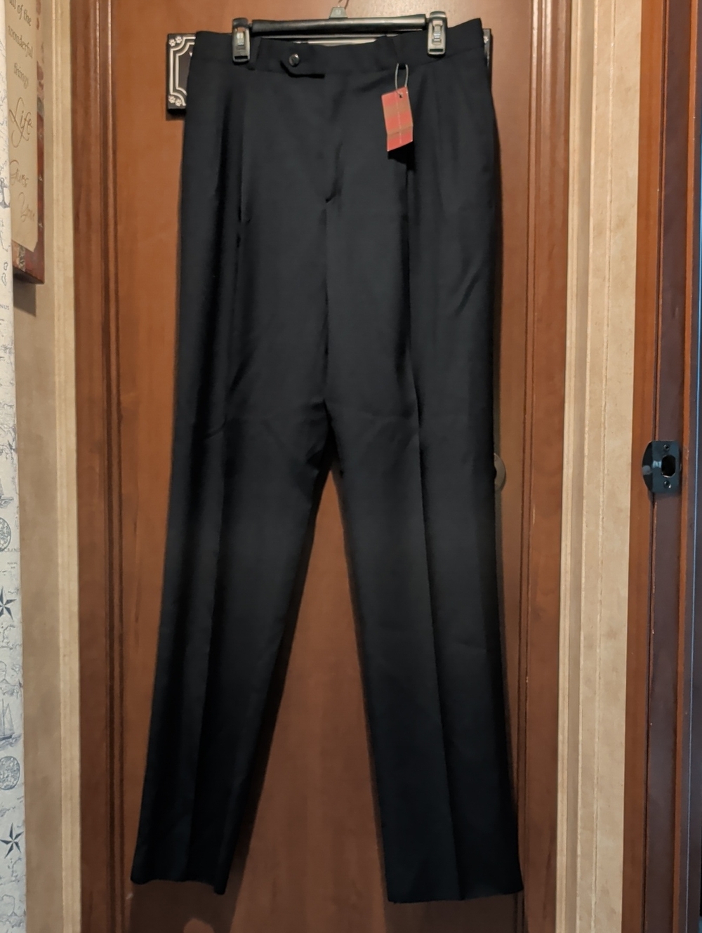 Men's Black Dress Pants - Classic Straight Fit Pure Wool